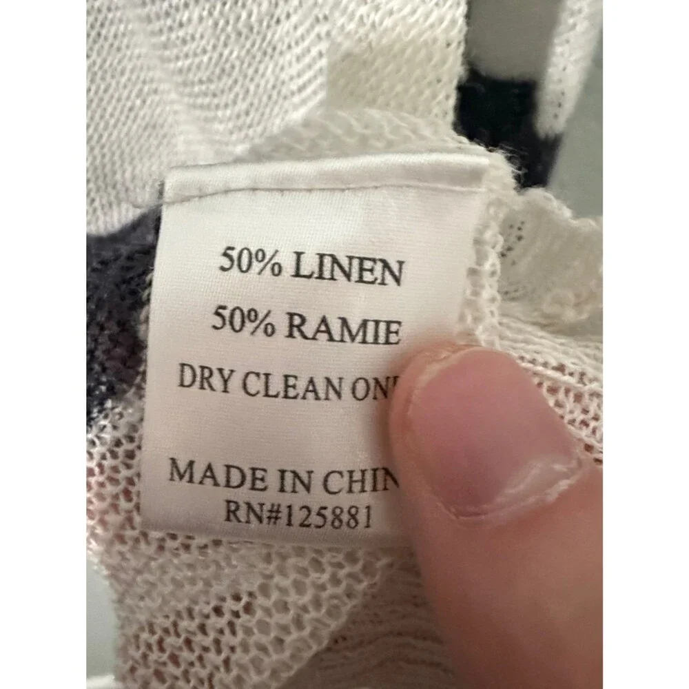 Brochu Walker Striped Lightweight Linen Crewneck Sweater - White & Black - Picture 3 of 5
